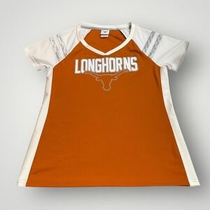 Texas Longhorns Jersey Women Large Orange Studded V-Neck College Sport Game